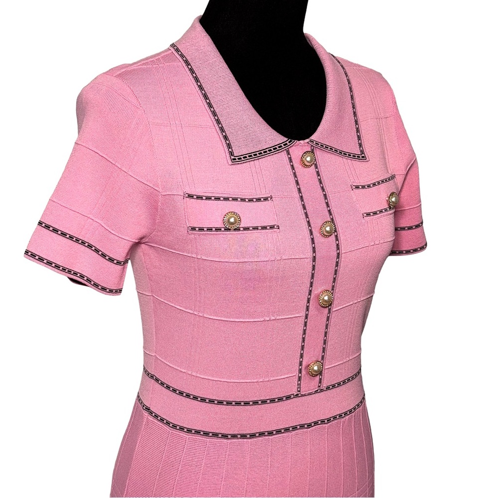 Alexa Admor Pink Knit Dress M Jenna Pearl Preppy Fit Flare Elle Woods Barbiecore - Picture 3 of 9